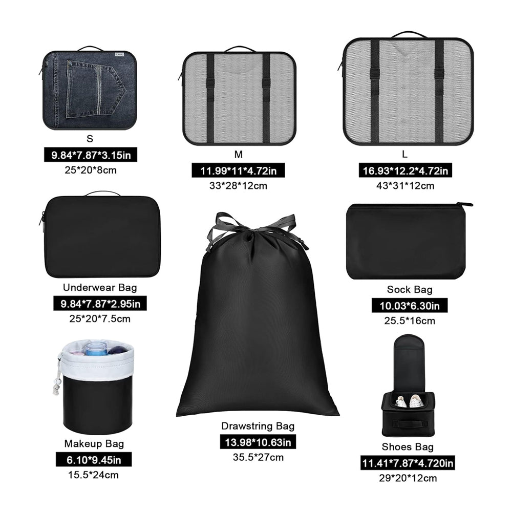 8Pcs Packing Cubes for Travel Lightweight Luggage Organizers
