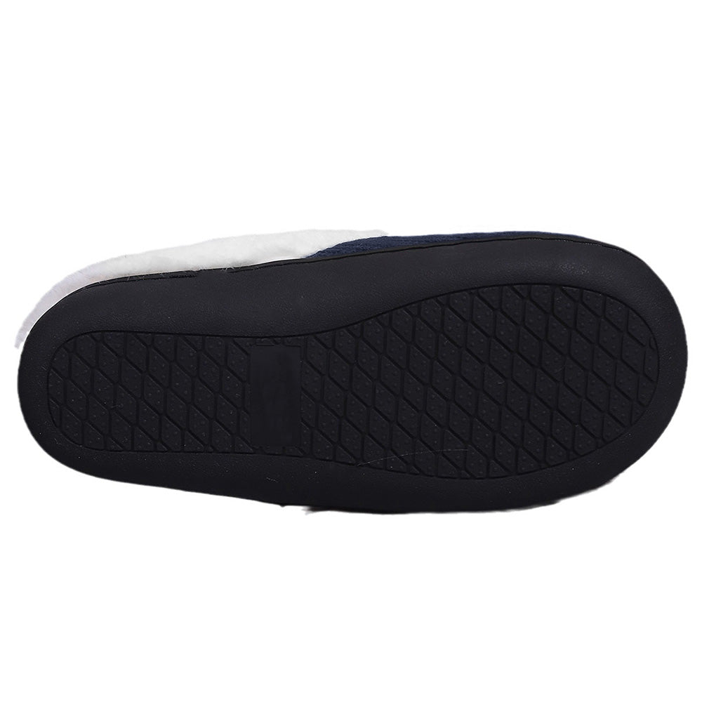 Indoor Non Slip Fuzzy Slippers for Women Warm Knitted House Shoes-Navy
