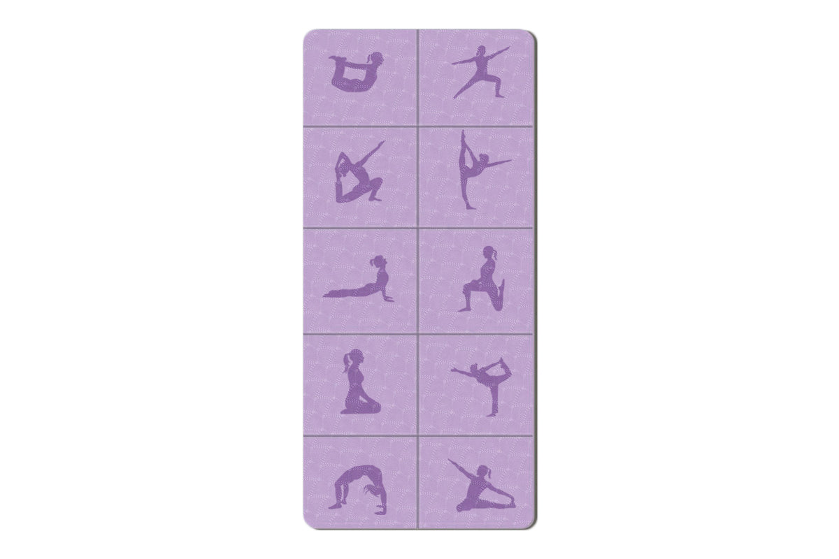 Printed Yoga Poses Yoga Mat with Storage Bag Portable Exercise Foldable Workout Mat