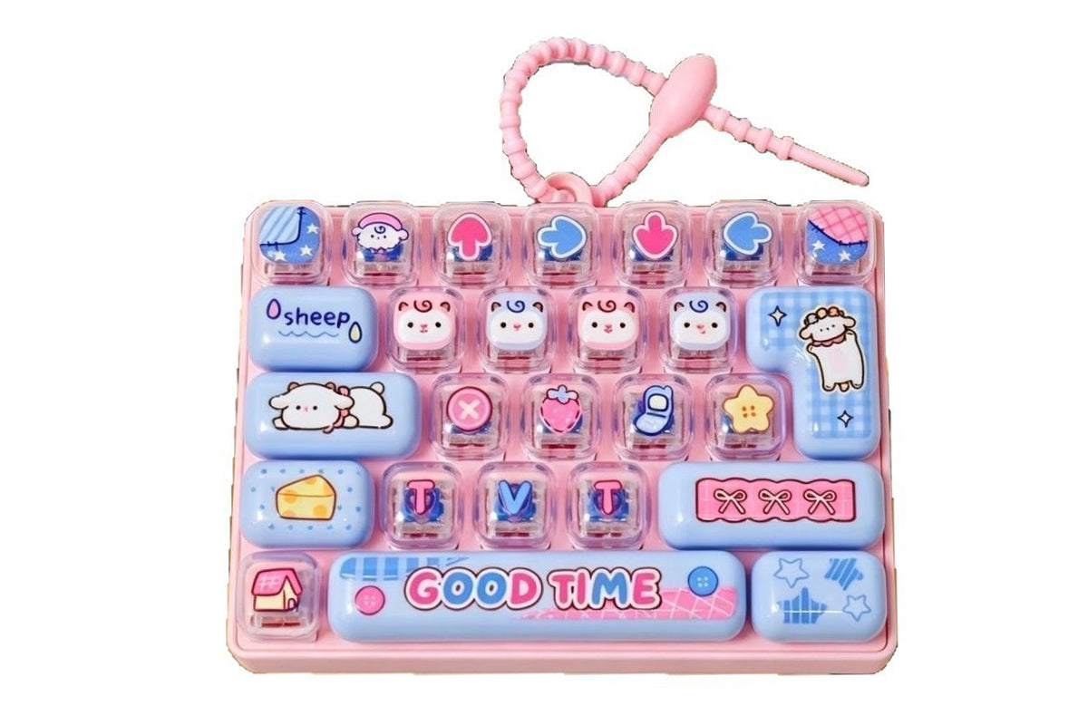 Aldults Keyboard Fidget Toy Keychain Press-able Rebound Keycap Stress Relief Toy