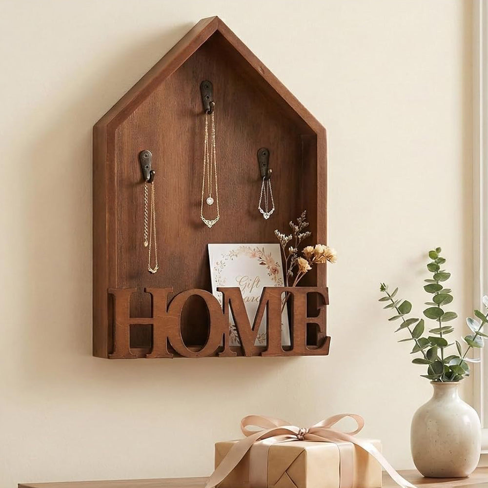 Vintage Key Holder Wall Mount with 3 Metal Hooks Key Rack for Entryway Living Room