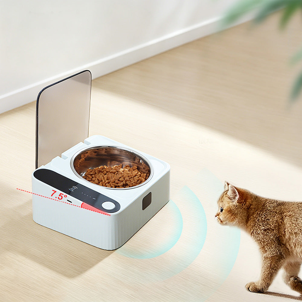 Rechargeable Automatic Stainless Steel Cat Food Bowl with Sensing Lid