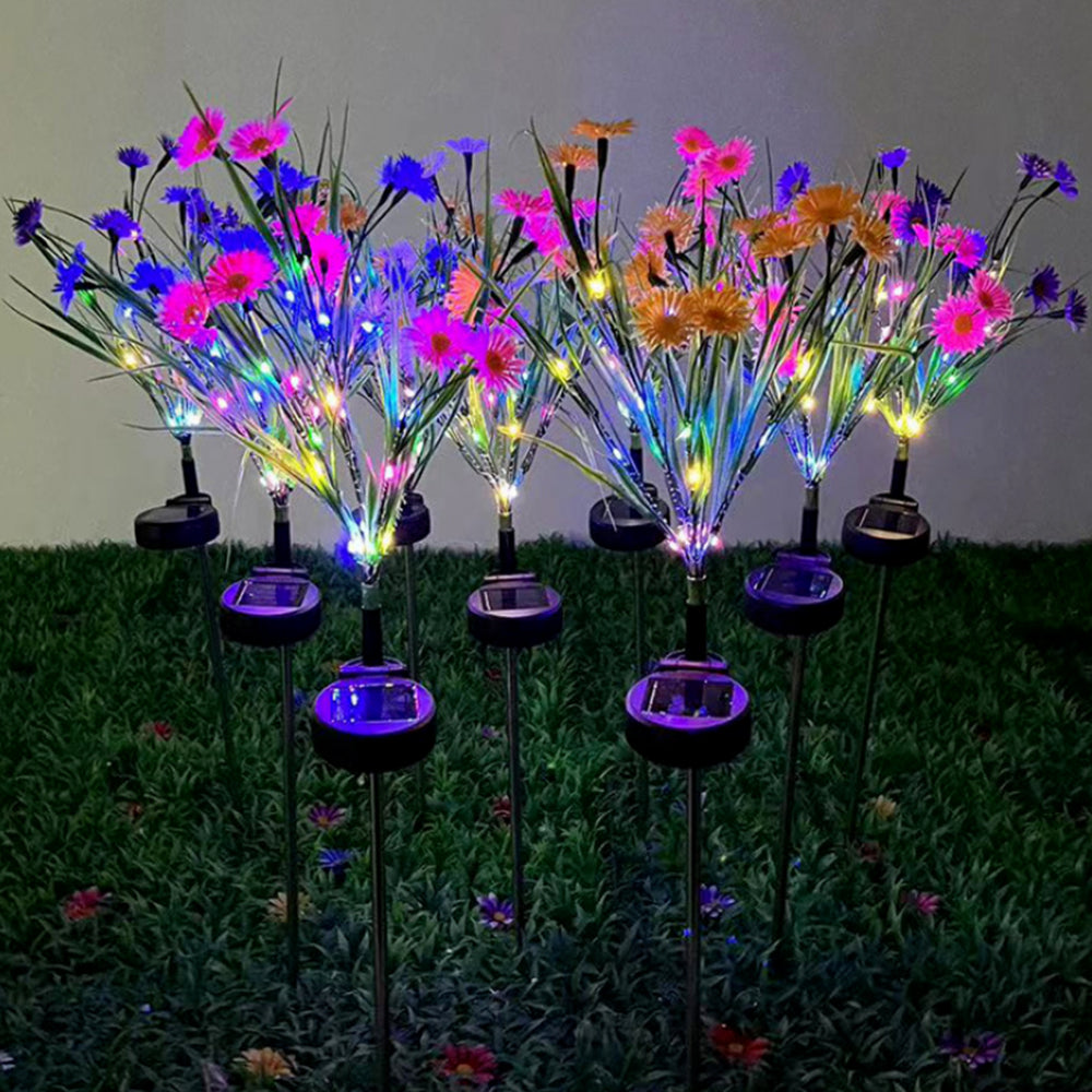 4Pcs Solar Garden Flowers Stake Light