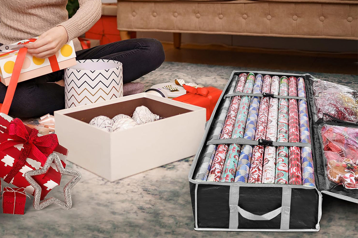 Large Capacity PE Gift Wrap Storage Bag with Water Resistant Zipper and Handles