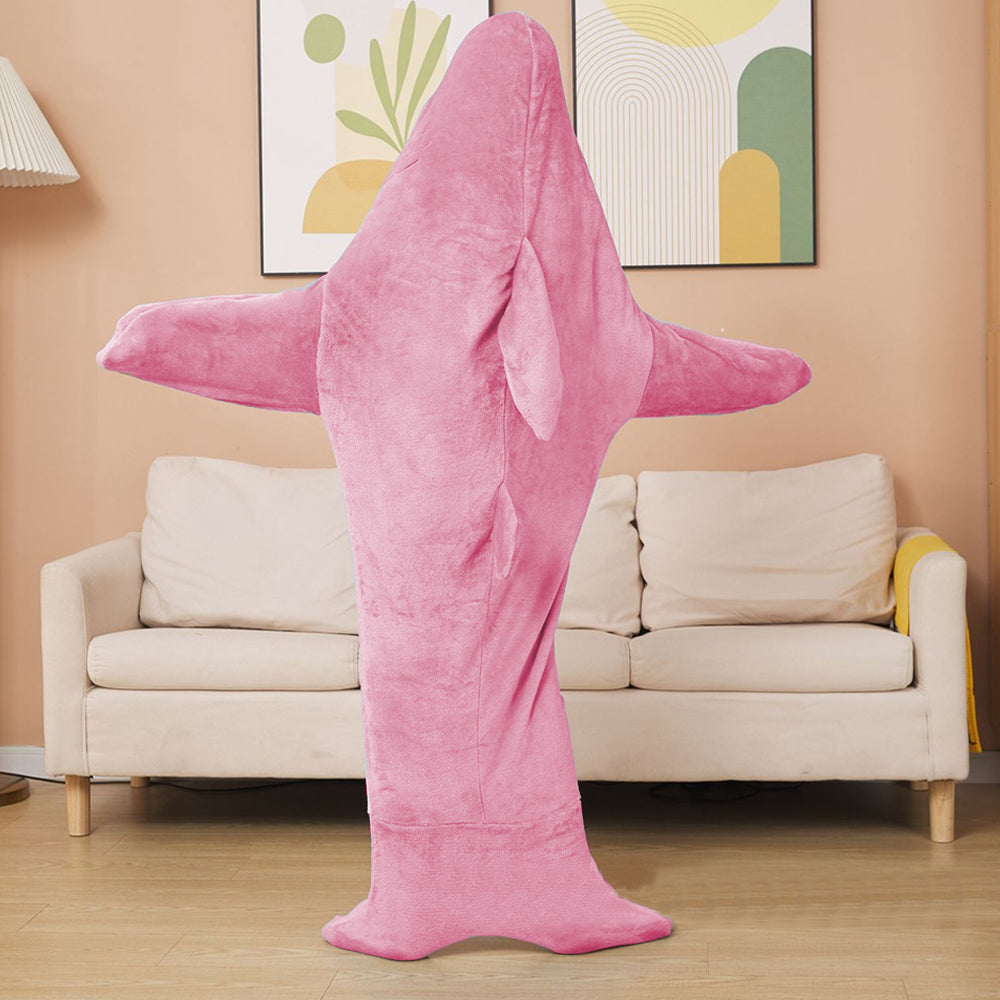 Pink Flannel Wearable Shark Hoodie Blanket