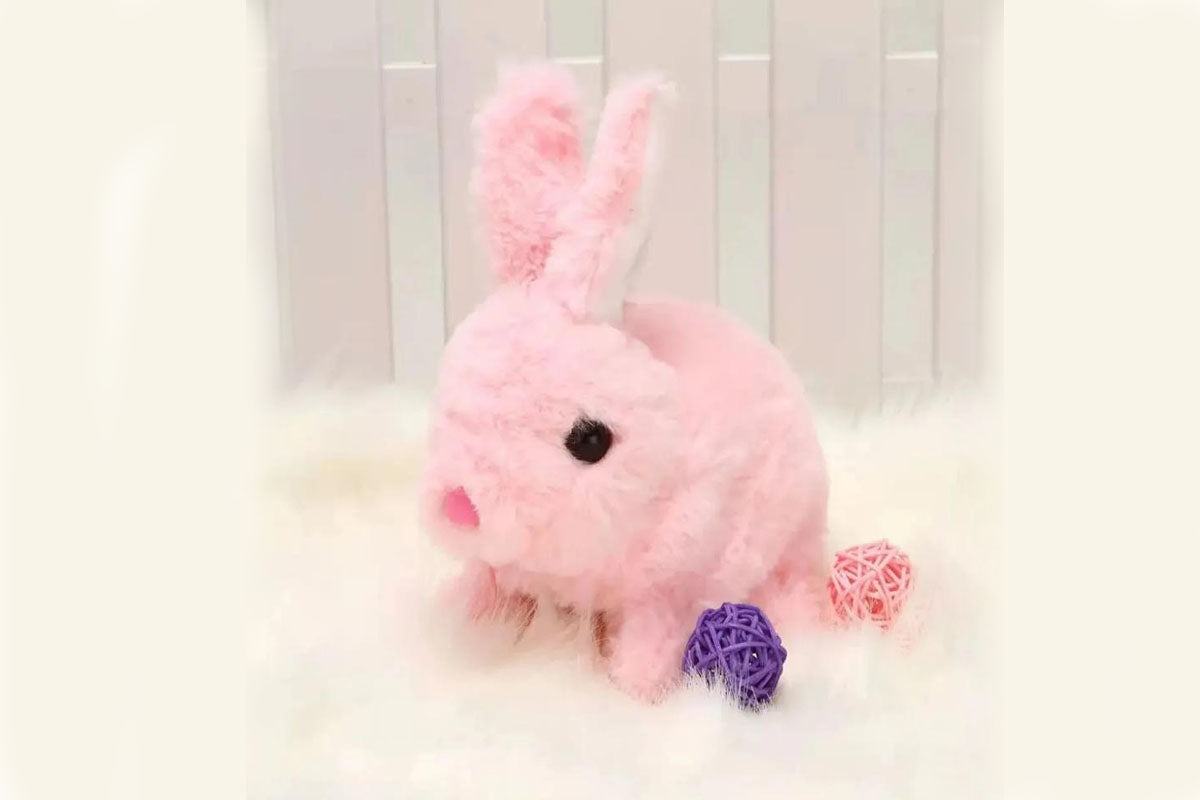 Interactive Realistic Bunny Toy with Walking and Wagging Ears
