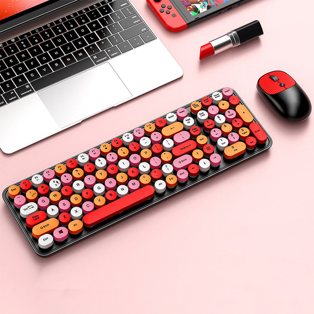 2.4GHz Wireless Keyboard And Mouse Combo With Round Key Caps