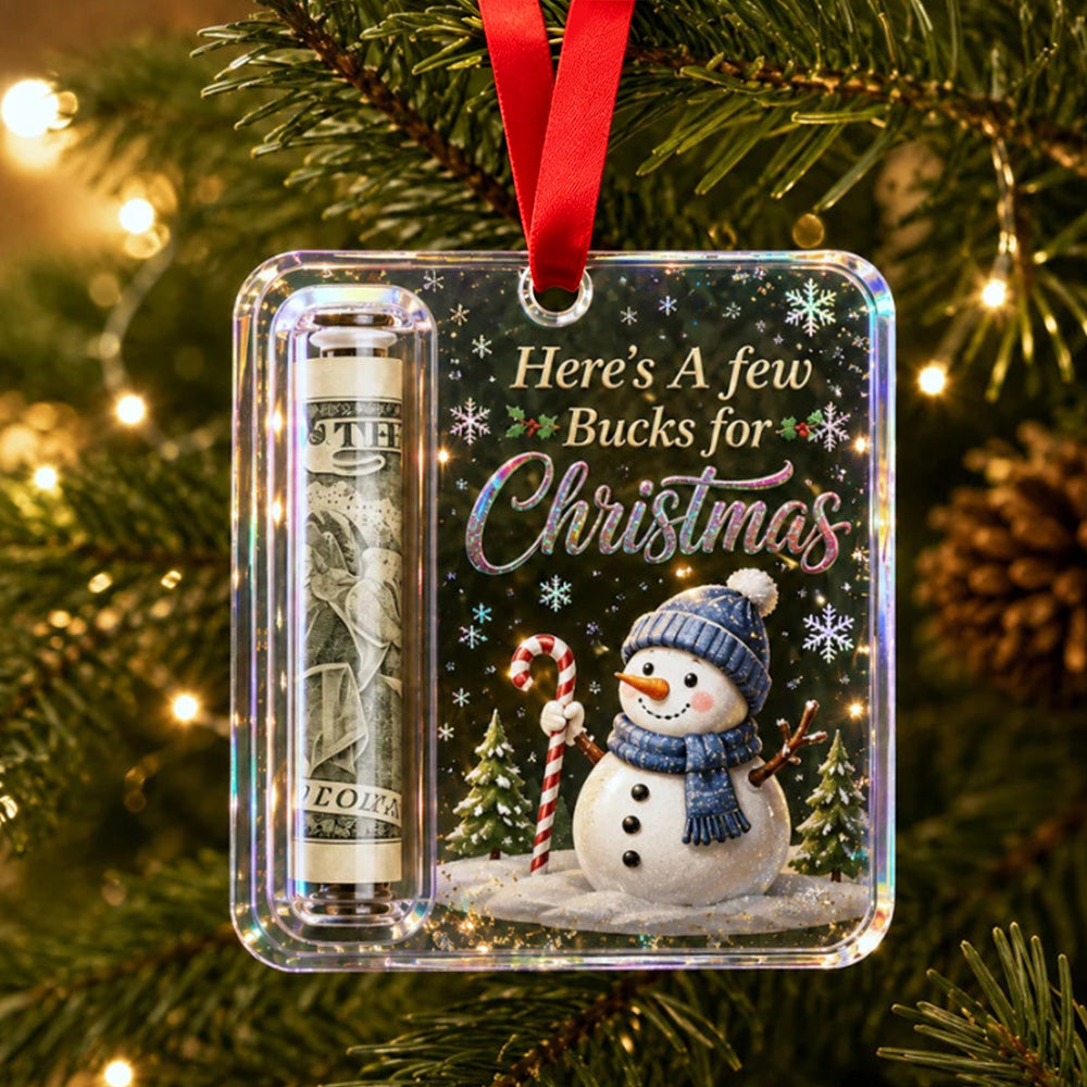4 Piece Christmas Cash Gift Holder Ornaments with Ribbons for Decorating