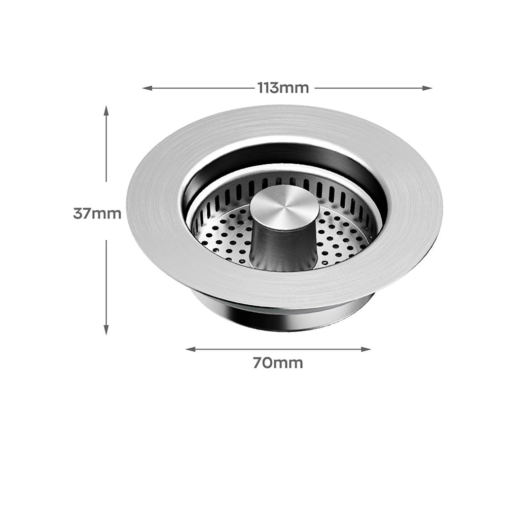 2Pcs Stainless Steel Pop Up Sink Strainer Kitchen Bathroom Waste Plug Filter Drain Stopper