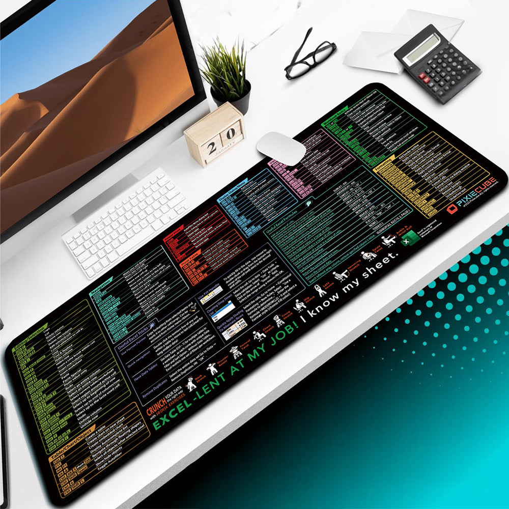 Excel Shortcut Office Desk Mat Non-Slip Desk Mouse pad Office Keyboard Shortcuts Mouse pad
