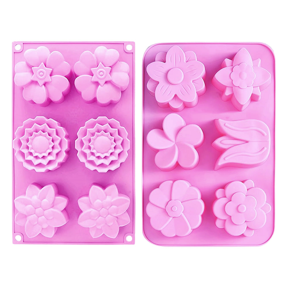 3 Pack Flower Soap Mold Silicone Baking Molds for Soap Chocolate Cake