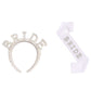 Bride Accessory Set with Veil Sash and Headband for Bachelorette Party Bridal Shower