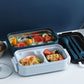 Bento Box Stackable 3-Compartment Lunch Containers With Dinnerware And Seal Cover