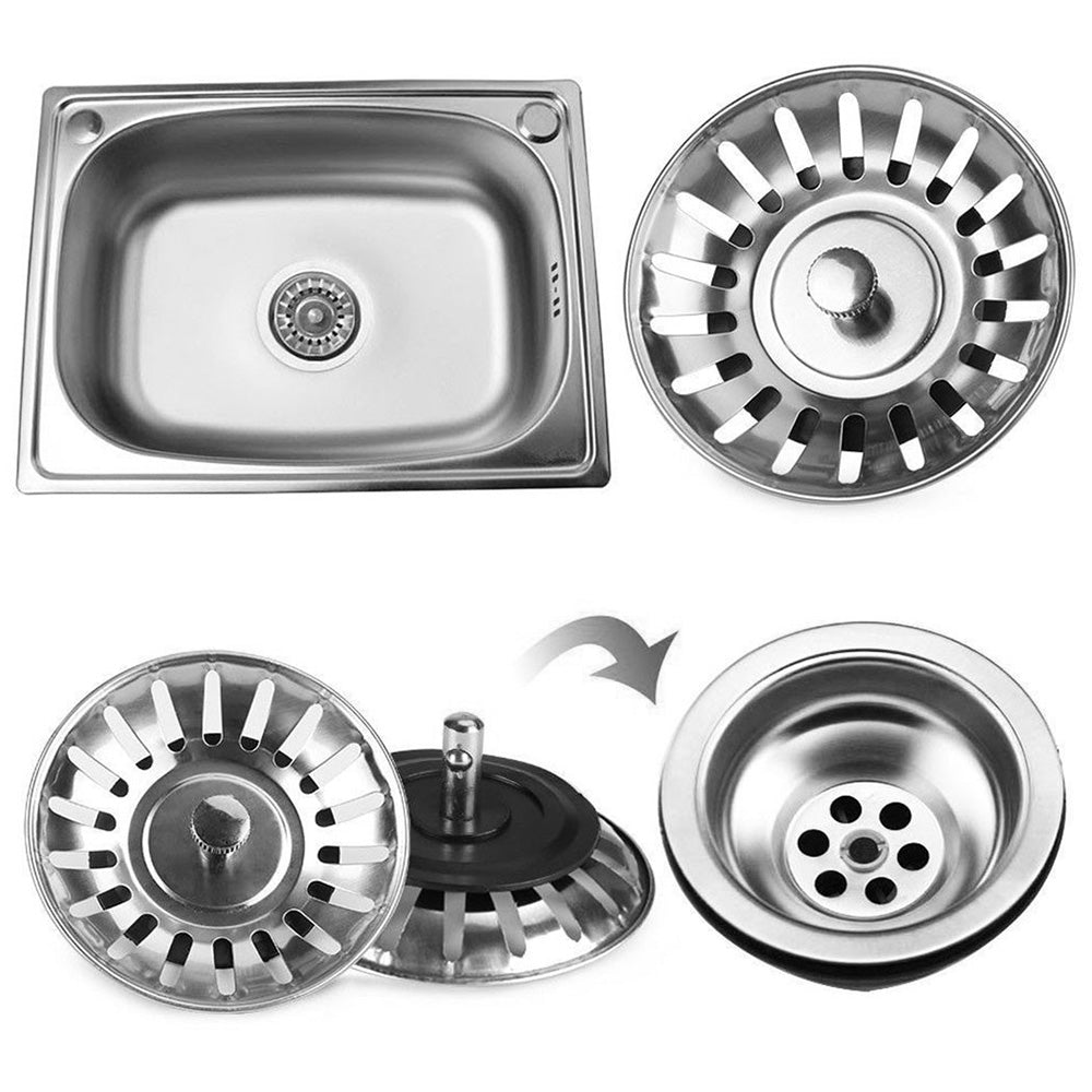 2 Pack Kitchen Sink Strainer Drain Stopper Baskets with Rubber Seals