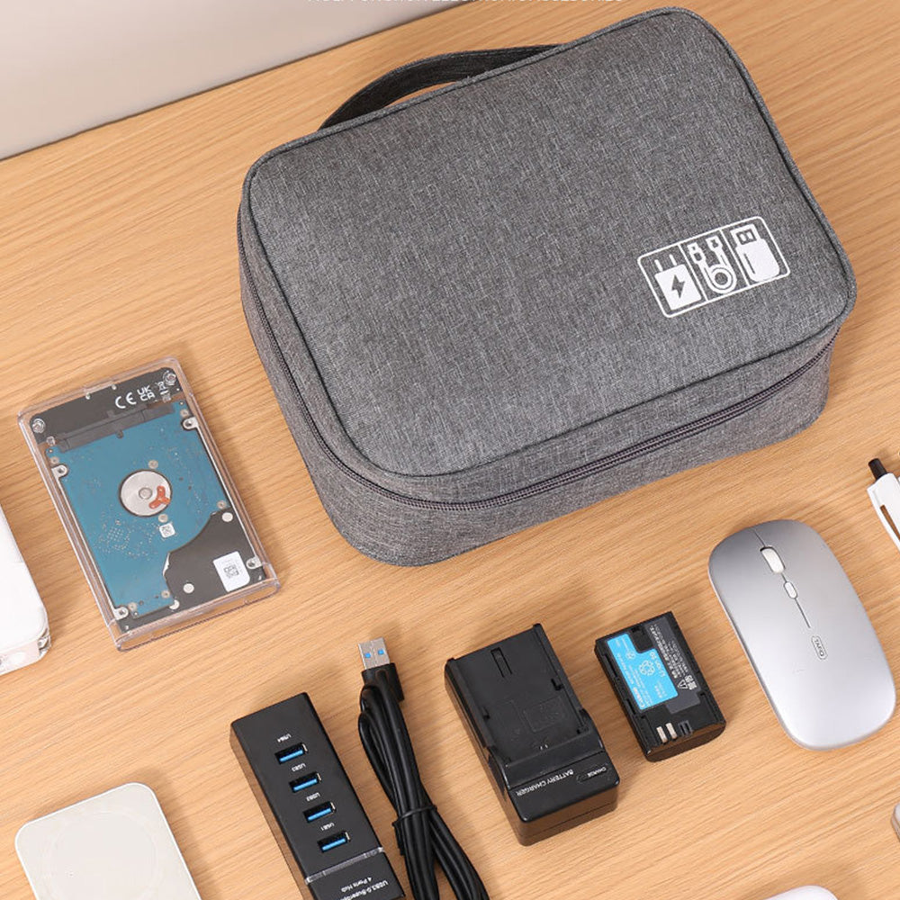 Large Digital Electronics Travel Organizer Bag with Adjustable Dividers