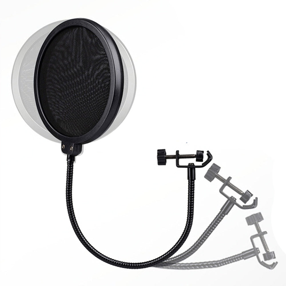 Double Layer Microphone Pop Filter Shield Round Shape Mic Mask for Studio Recording