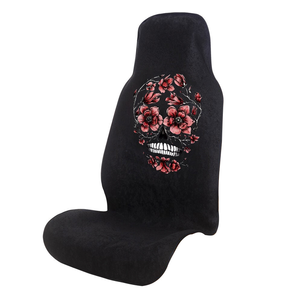 Car Front Seat Cover Sports Sweat Towel-Red Flower