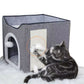 Foldable Cat Condo 2 Layer Cat Cube Box Kitten Cave with 2 Cosy Cushion