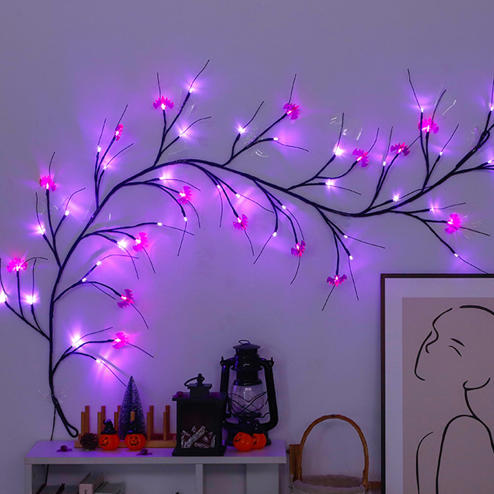 Halloween Willow Vine Twig Decoration Lights-Bat Branch Light