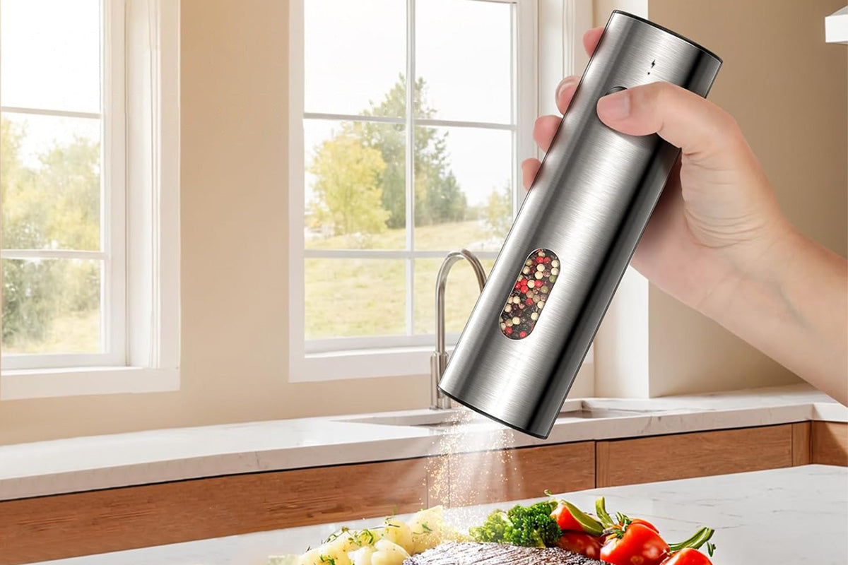2Pcs Salt and Pepper Grinder Set Stainless Steel Salt and Pepper Shakers for Kitchen
