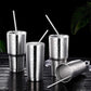 17Pcs Reusable Stainless Steel Straws Set with Cleaning Brushes and Pouch