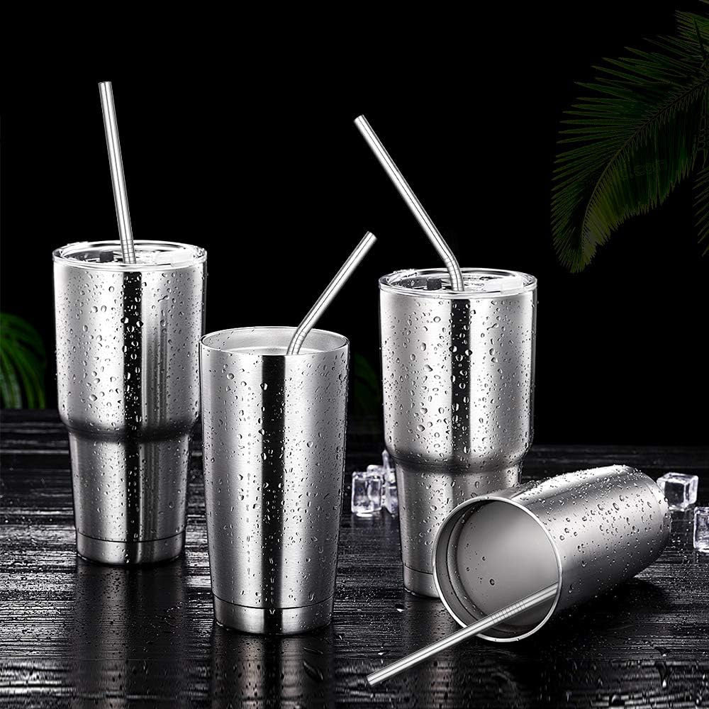 17Pcs Reusable Stainless Steel Straws Set with Cleaning Brushes and Pouch