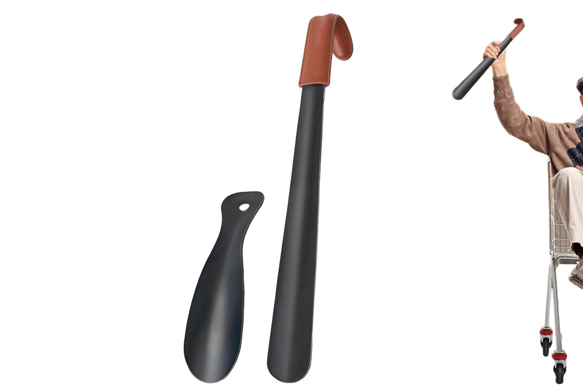 2 Pcs Metal Long Handle Shoe Horn Set for Men and Women