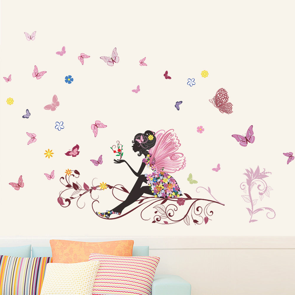 Butterflies Girl Sticker for Wall Decor