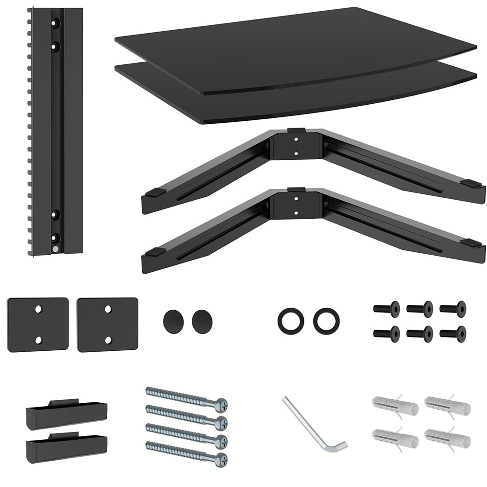 Adjustable Two-Tier Tempered Glass Floating TV Media Shelf