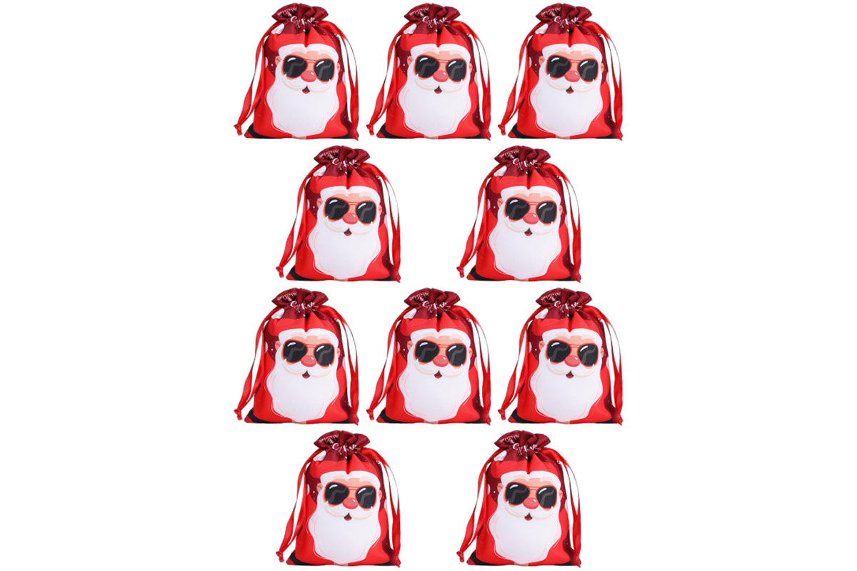 10Pcs 40x30cm Christmas Drawstring Bags Christmas Sack Holiday Wrapping Sacks