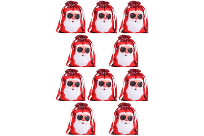 10Pcs 40x30cm Christmas Drawstring Bags Christmas Sack Holiday Wrapping Sacks