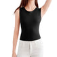 Thermal Underwear Round Neck Slim Fit Fall Winter Warm Baselayer Top for Women-Black