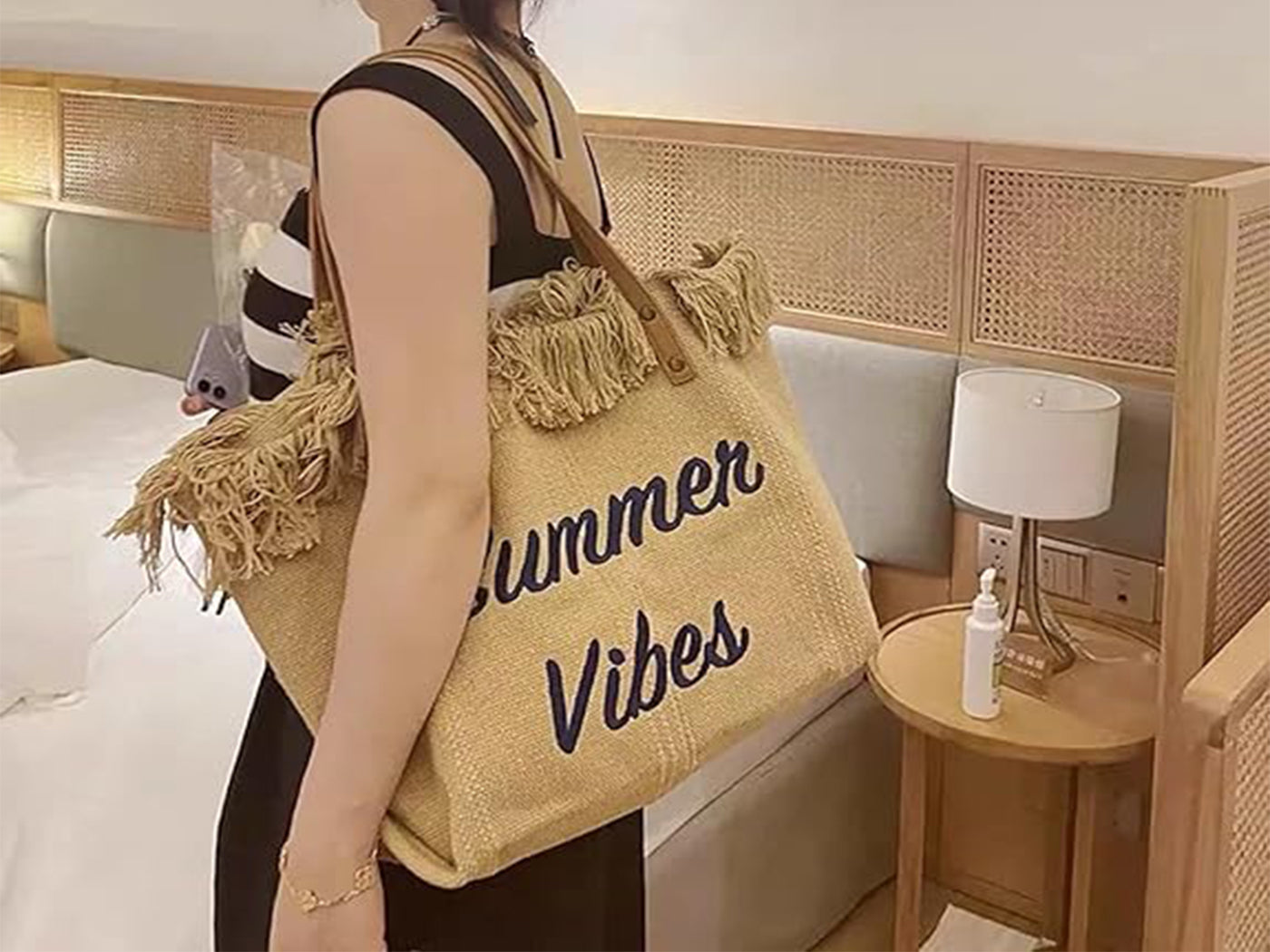 Women's Tassel Canvas Tote Bag