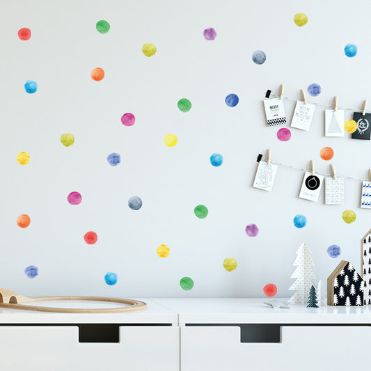 Watercolor Polka Dots Wall Sticker Colorful Wave Dot Wall Decor