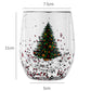 2Pcs 300ml Christmas Trees Double Wall Coffee Glasses Cups