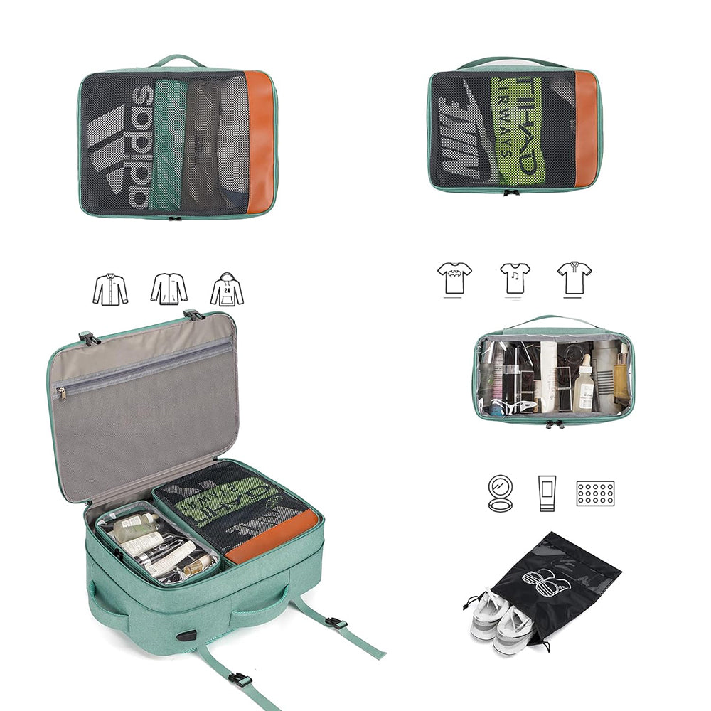 Business Travel Shoulder Backpack with Shoe Bag and Storage Bag
