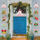Christmas Porch Sign with Couplets Xmas Door Banner Wall Hanging Party Decoration