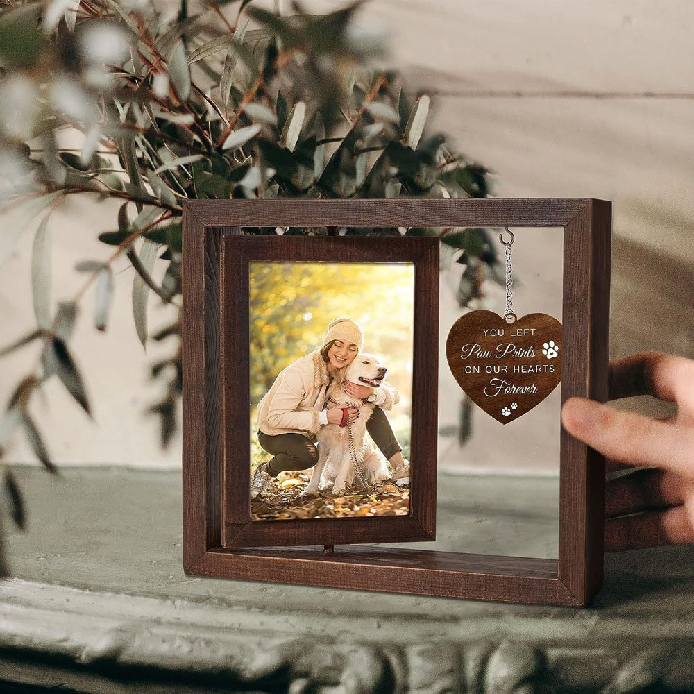 2Pcs Pet Rotating Wooden Photo Frame for 4x6-inch Photo