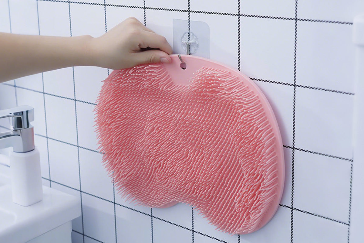 2 Pack Shower Foot Scrubber Mat Back Washer Wall Mounted 2 in 1 Foot Cleaner