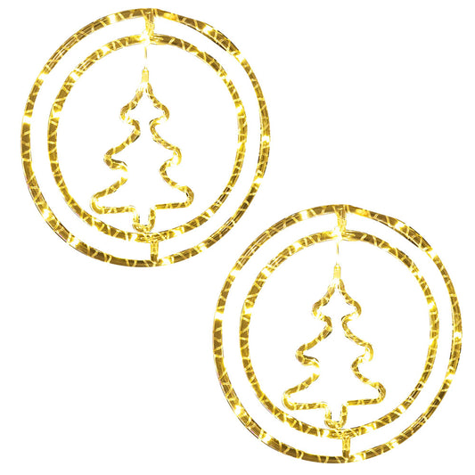2Pcs Christmas LED Decoration Lights Battery Operated Double Ring LED String Christmas Decoration