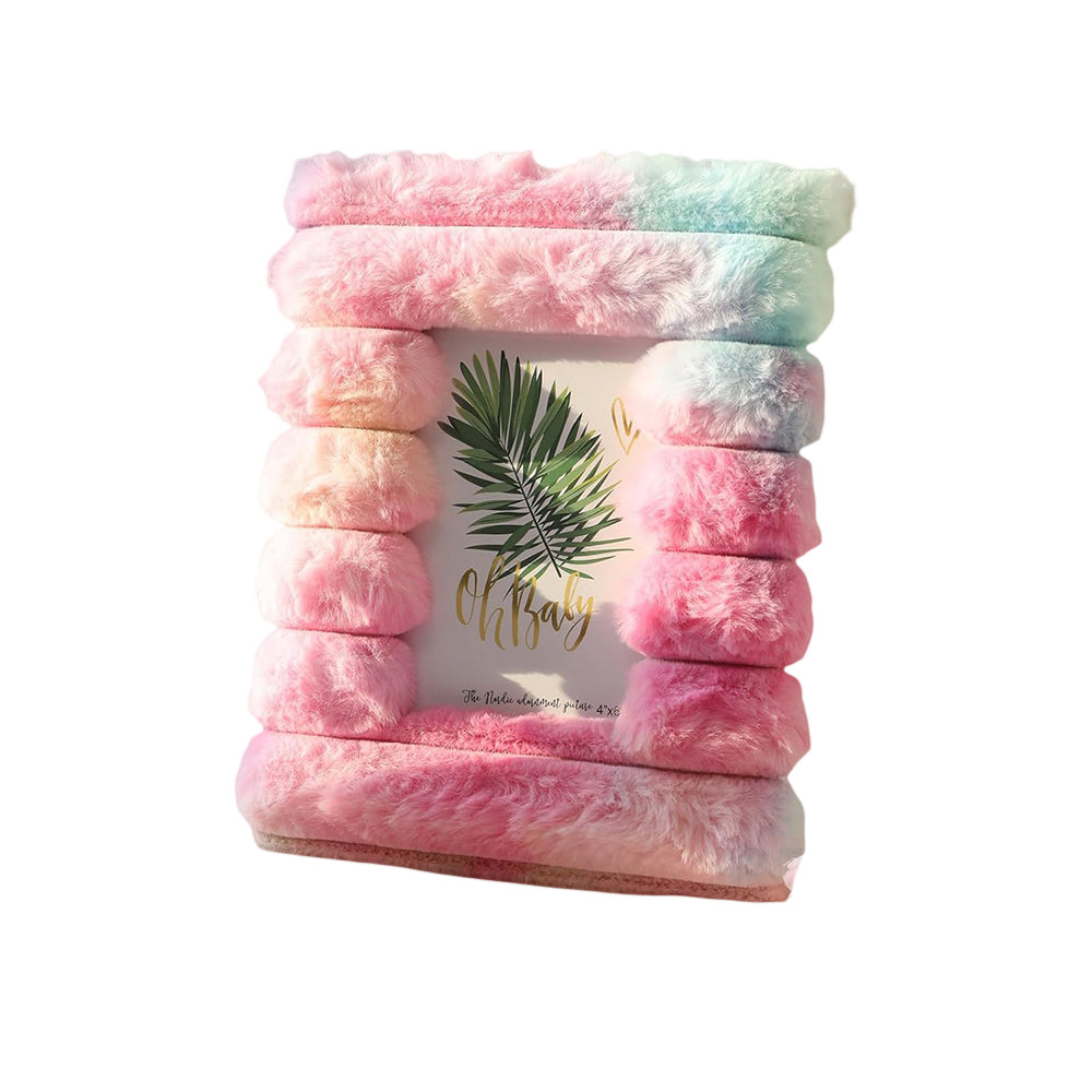 Cute Fluffy Plush Photo Frame With HD Glass Protection-Multicolour