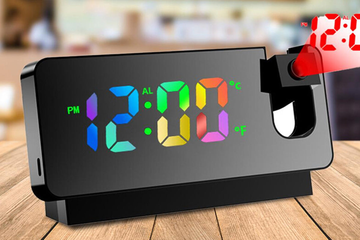 LED Digital Smart Alarm Clock with Projection Temperature Time LCD Display