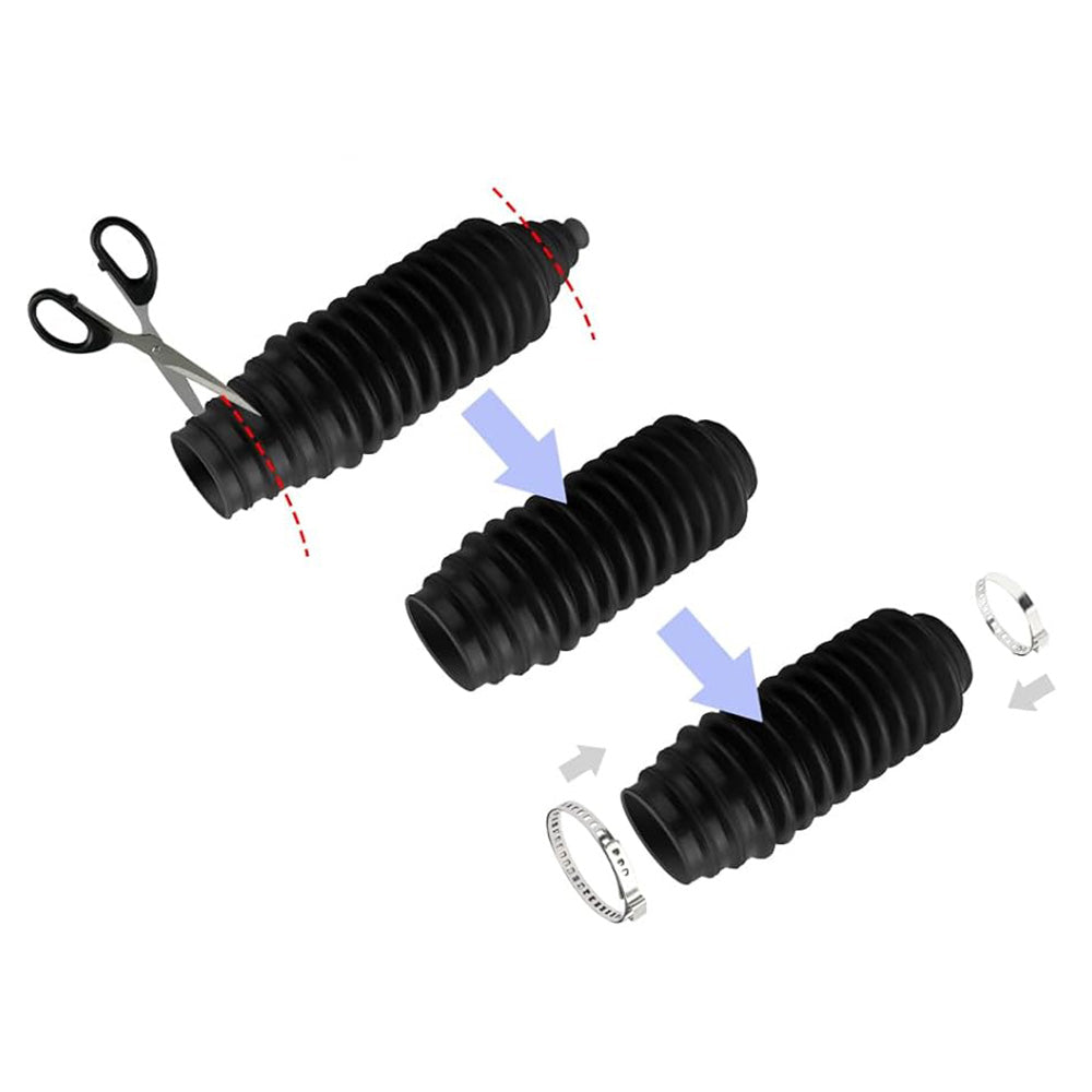 12 Pcs Universal Steering Rack Boot Kit Tie Rod Dust Cover with Clips and Cable Ties