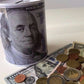 2 Pack Metal Money Saving Banks Benjamin Franklin 100 Dollar Bill Tin Design