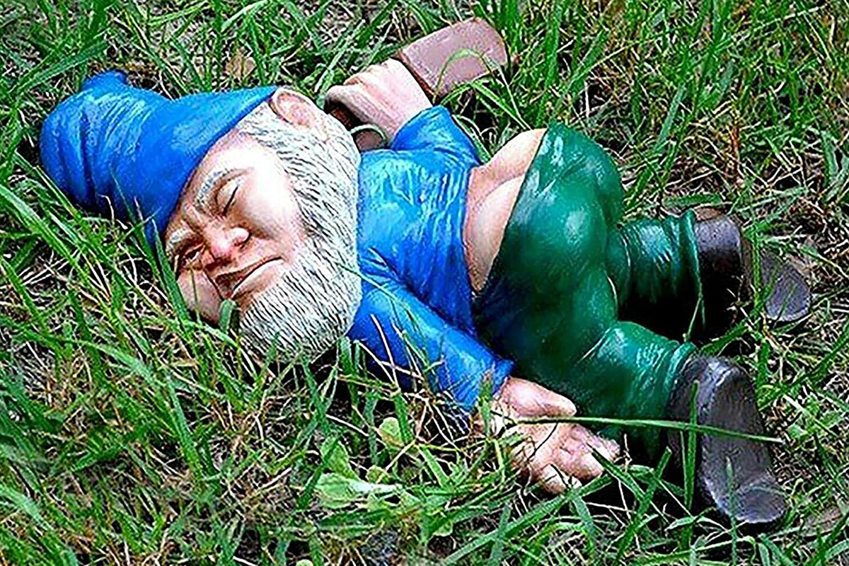 Funny Drunk Garden Gnome Patio Ornament Rude Passed Out Statue for Yard Decor