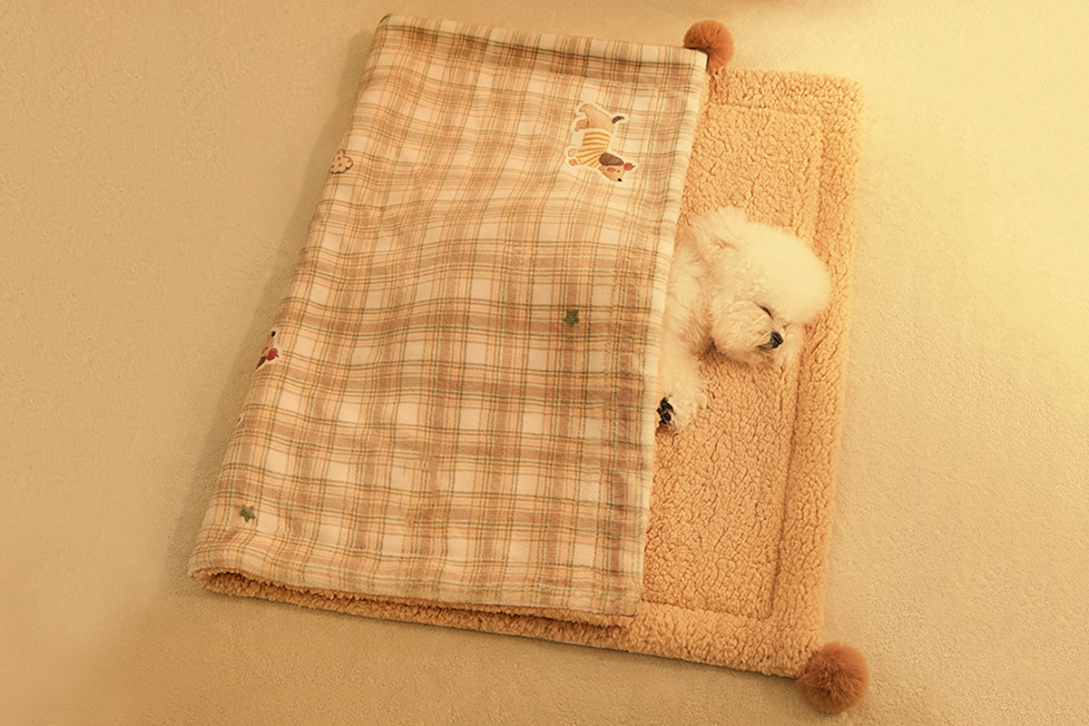 Pet Blanket U-Shaped Pillow Set Sherpa Fleece Warm Pet Throw Blanket Bed Mat for Dog Cat