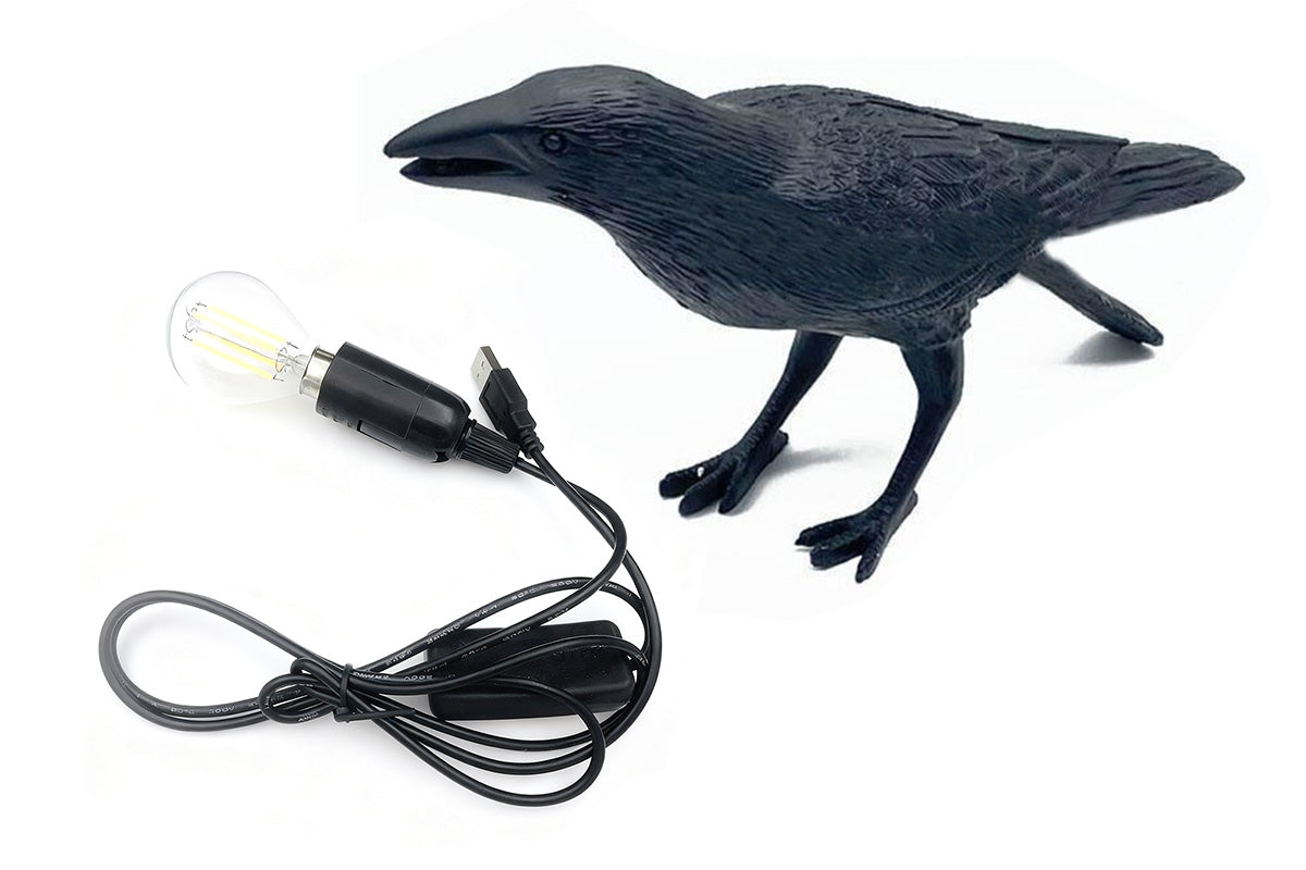 USB Crow Lamp Gothic Lamp Halloween Decor for Bedside Bedroom