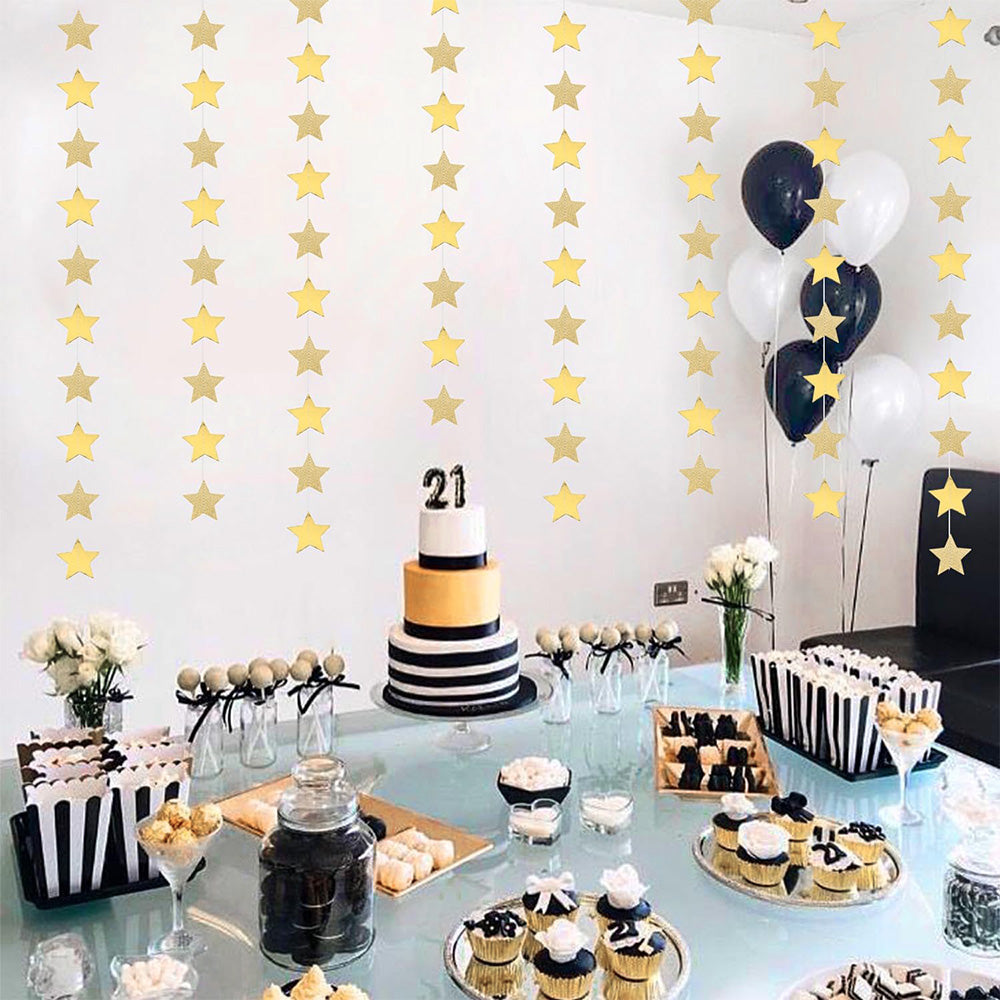 5 Pack 4m Thick Paper Star Garland Bunting Banners for Parties Weddings