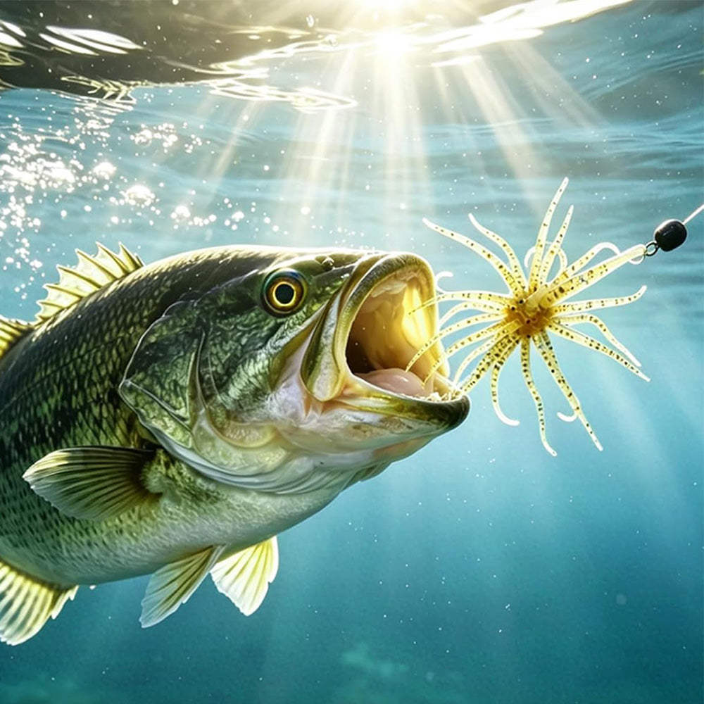 2 PCS Lifelike Floating Sea Urchin Soft Bait with Glitter Tentacle Creature Lure for Fishing