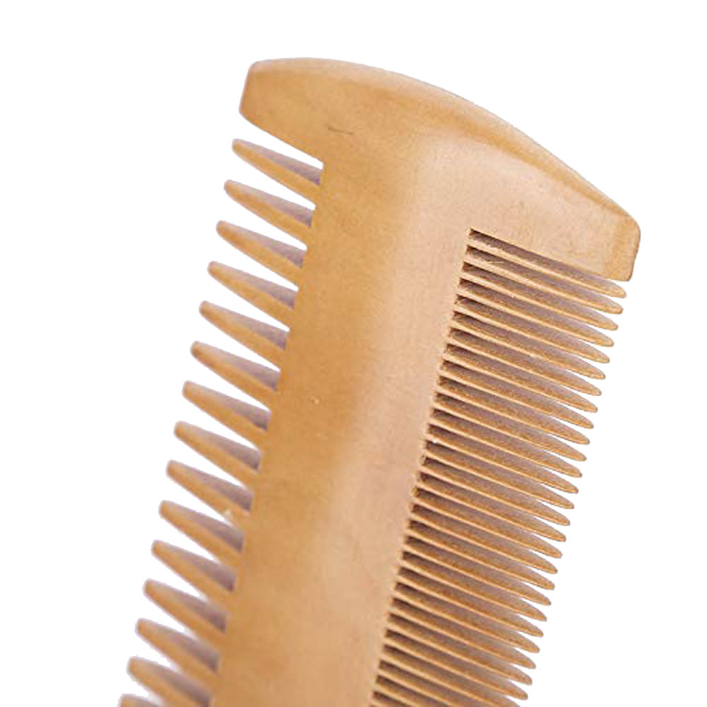 2PCS Double Sided Wooden Beard Comb for Beard Hair Portable Men Mustache Comb for Home Travel